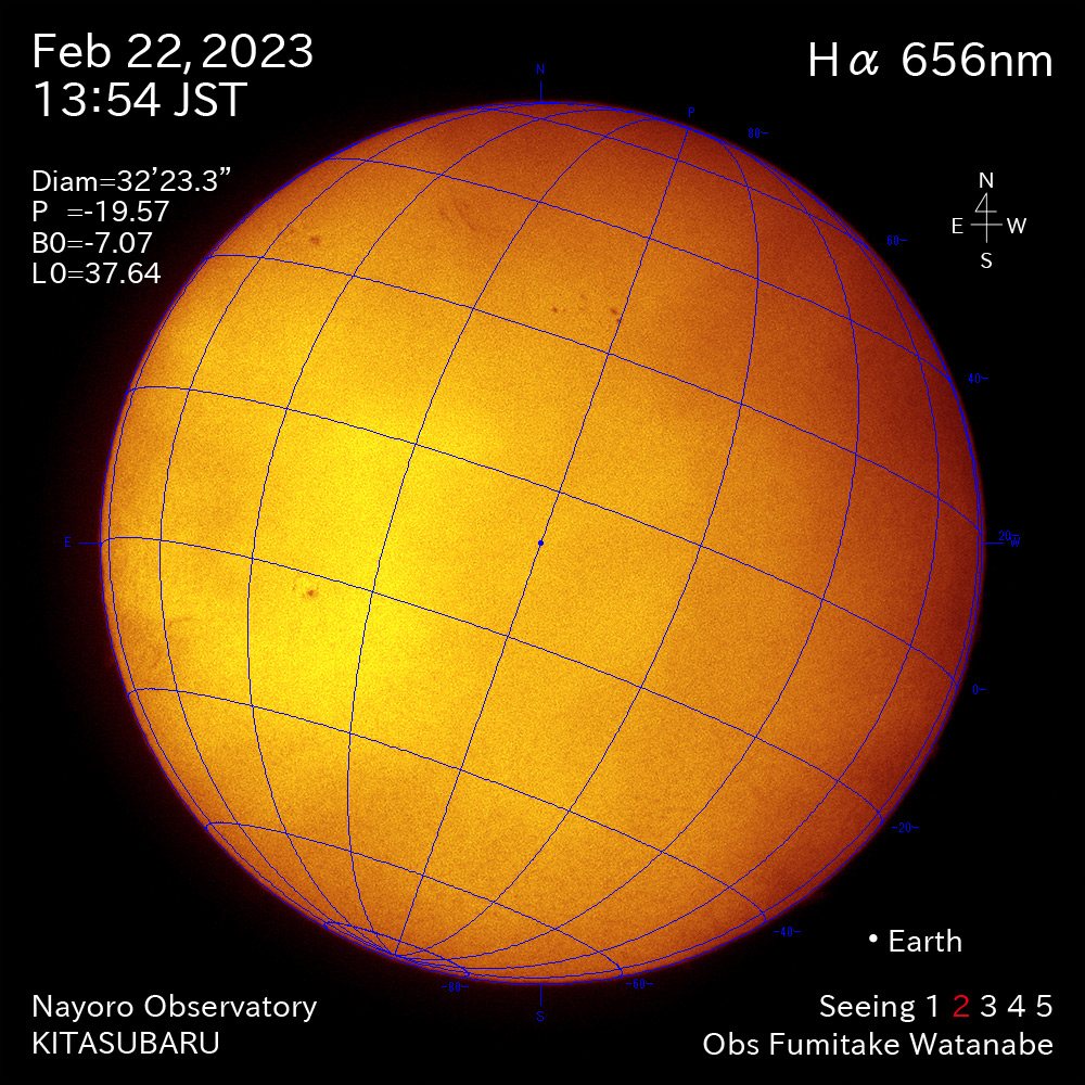 2022年2月22日Ha波長の太陽