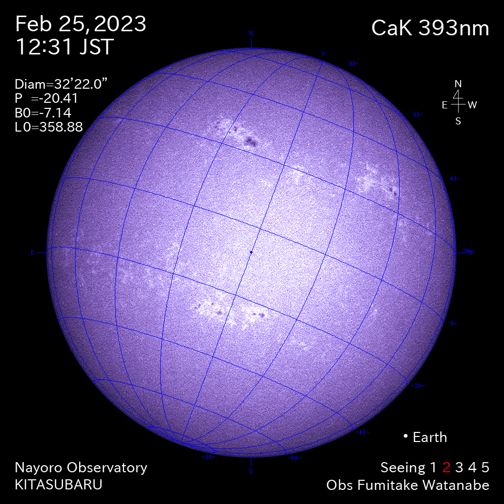 2022年2月25日CaK波長の太陽