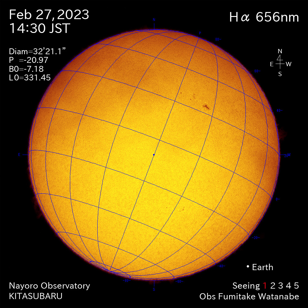 2022年2月27日Ha波長の太陽