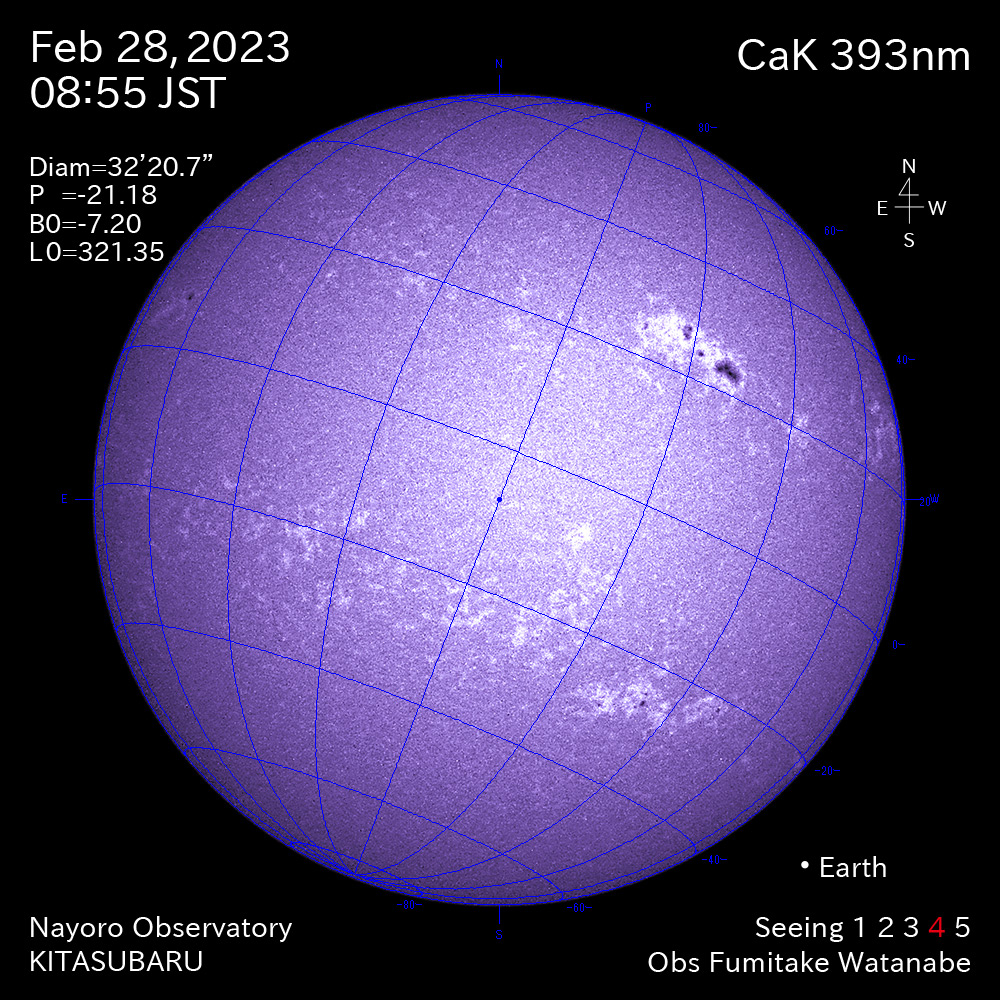 2022年2月28日CaK波長の太陽