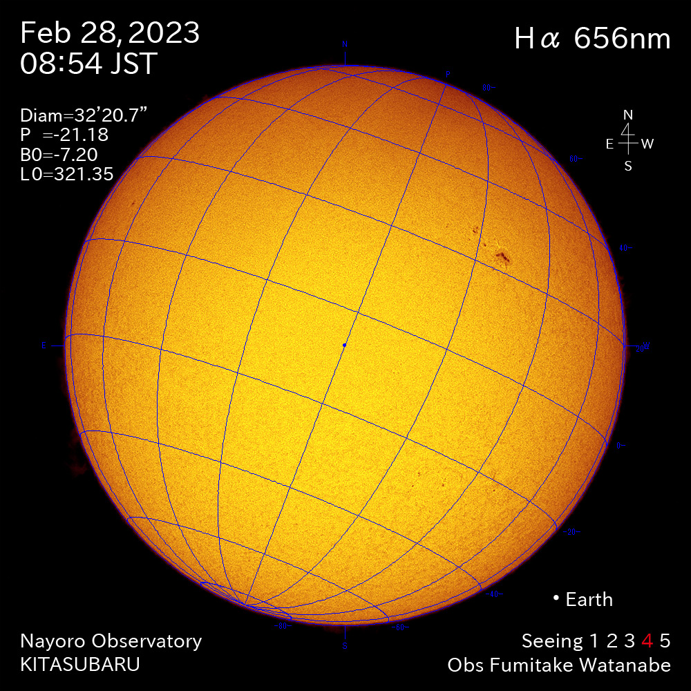 2022年2月28日Ha波長の太陽