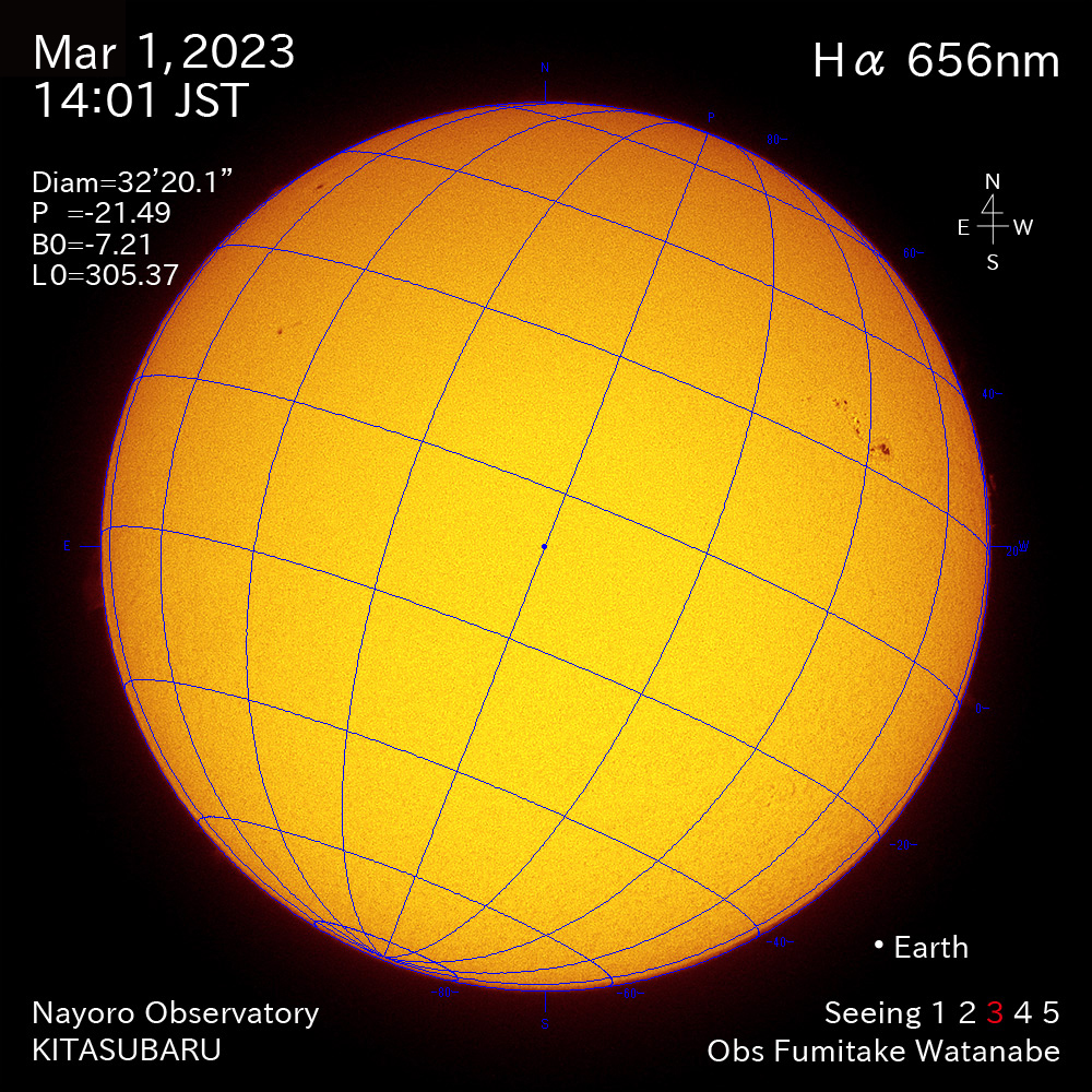 2022年3月1日Ha波長の太陽