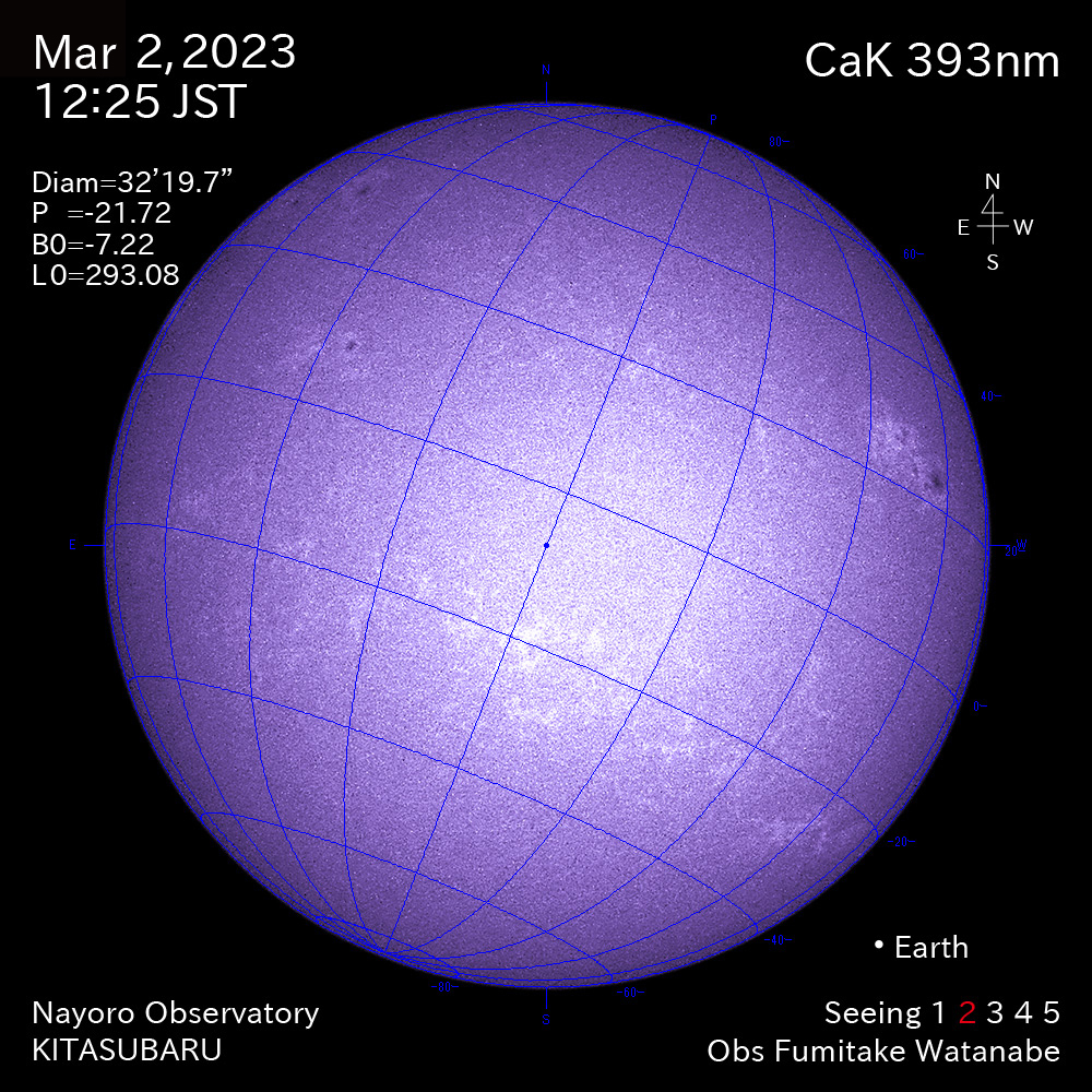 2022年3月2日CaK波長の太陽