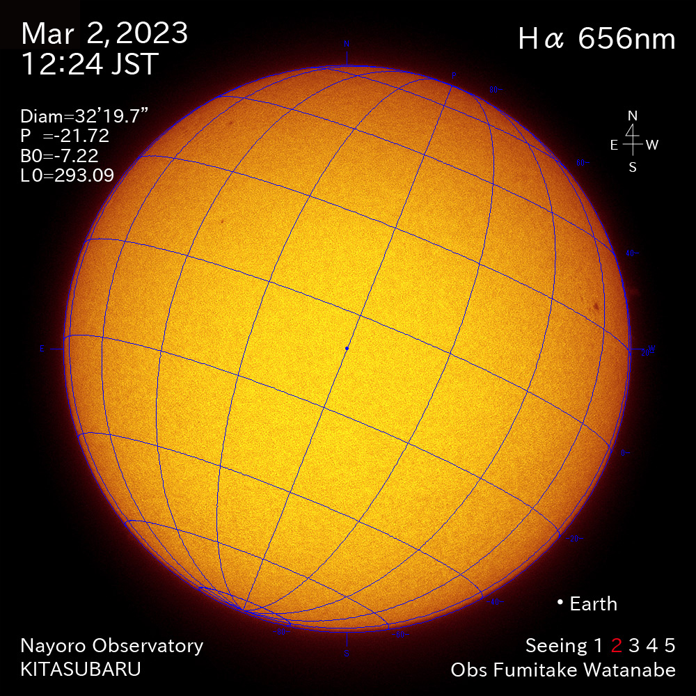 2022年3月2日日Ha波長の太陽