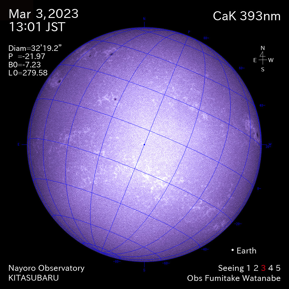 2022年3月3日CaK波長の太陽