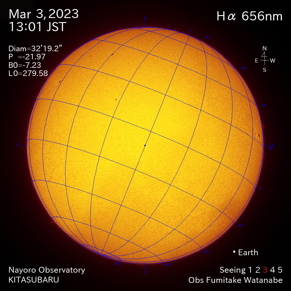 2022年3月3日Ha波長の太陽