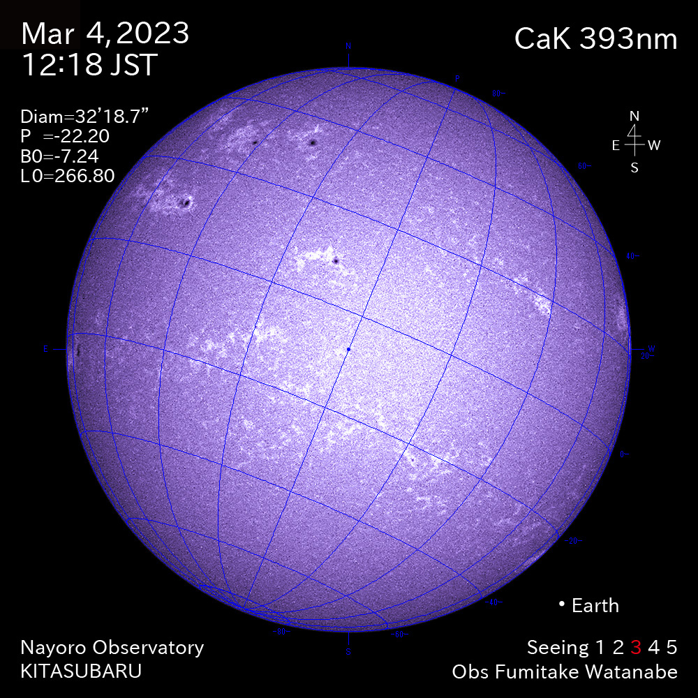 2022年3月4日CaK波長の太陽