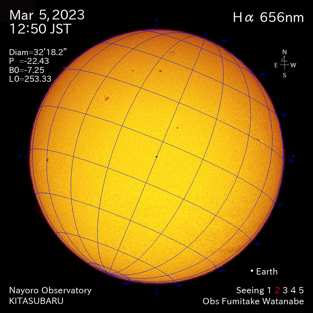 2022年3月5日Ha波長の太陽