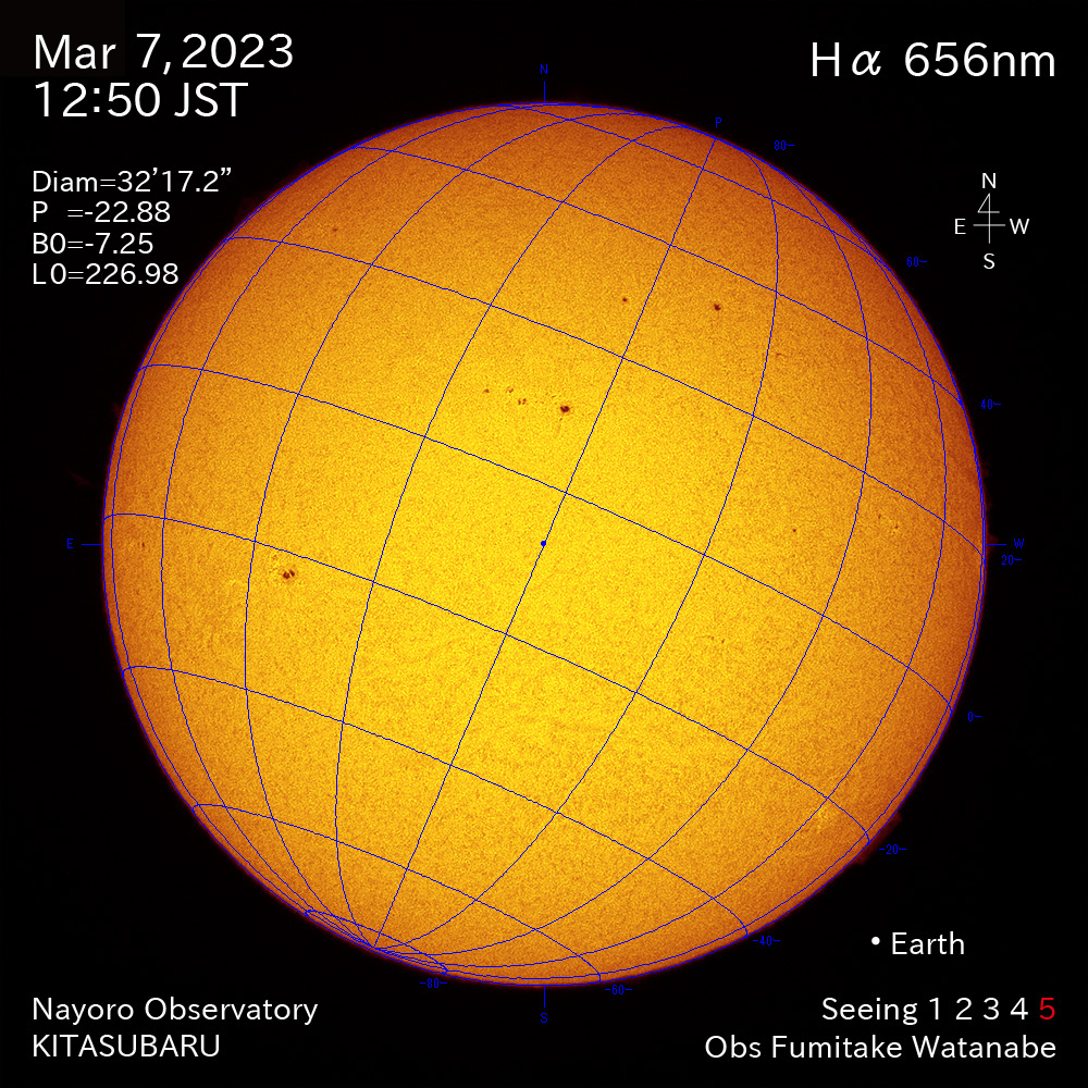 2022年3月7日Ha波長の太陽