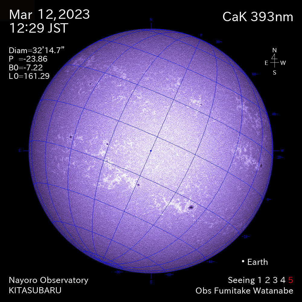 2022年3月12日CaK波長の太陽