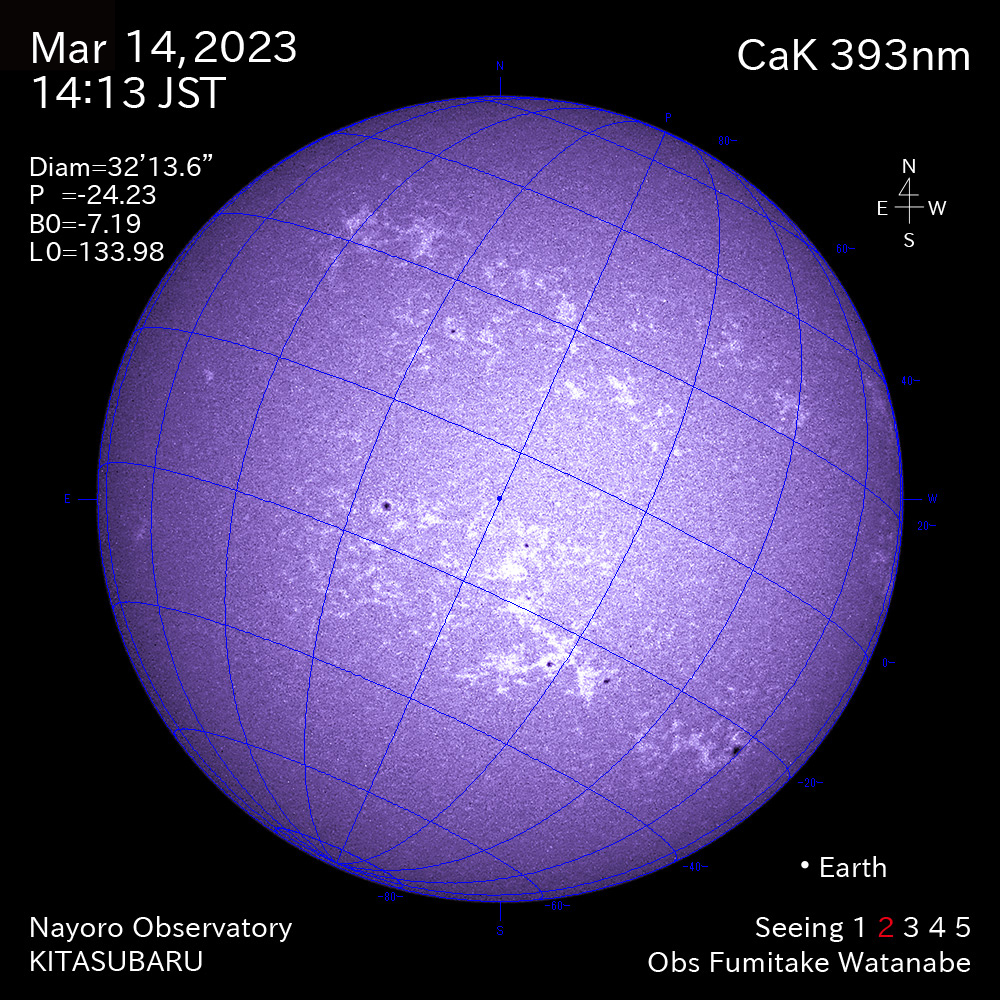2022年3月14日CaK波長の太陽