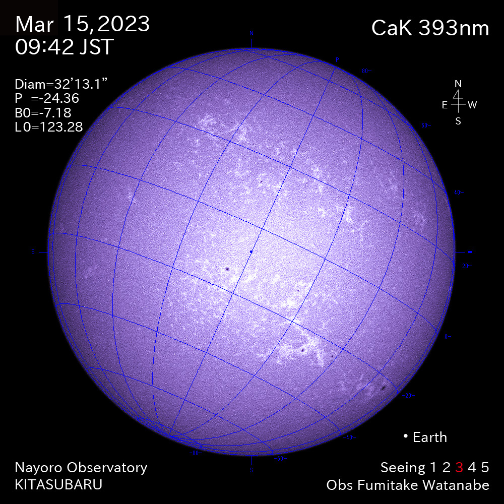 2022年3月15日CaK波長の太陽