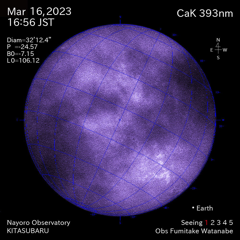 2022年3月16日CaK波長の太陽