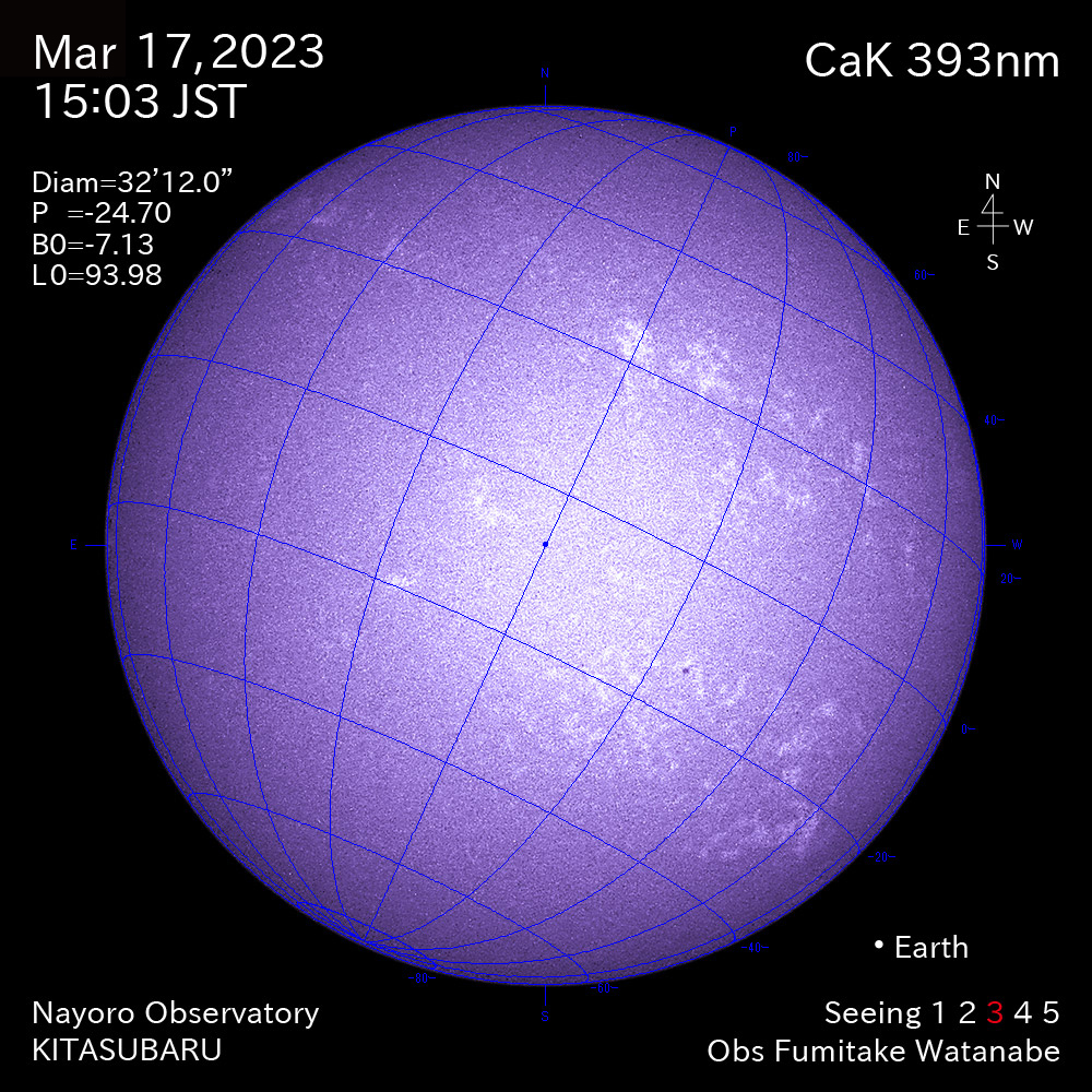 2022年3月17日CaK波長の太陽