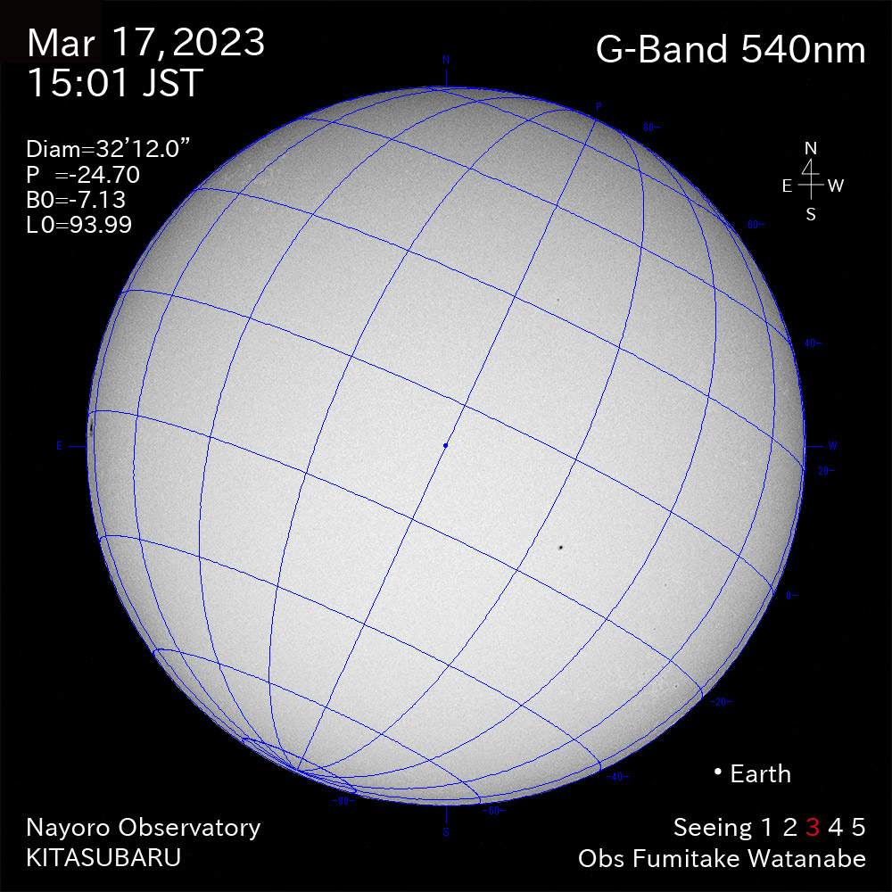 2022年3月17日540nm波長の太陽