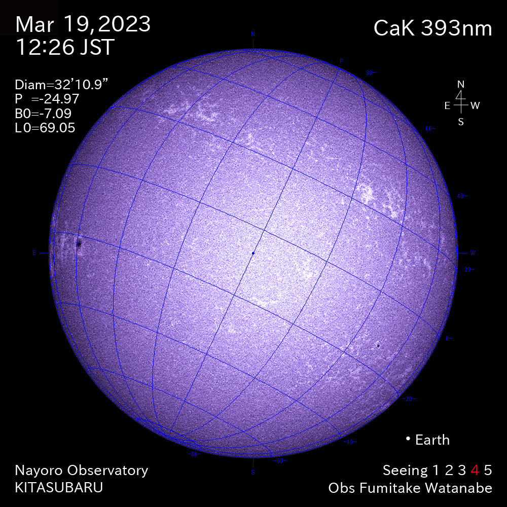 2022年3月19日CaK波長の太陽