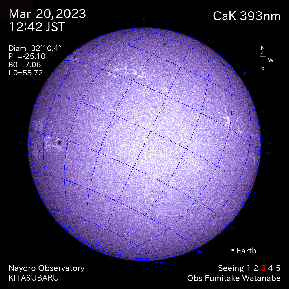 2022年3月20日CaK波長の太陽