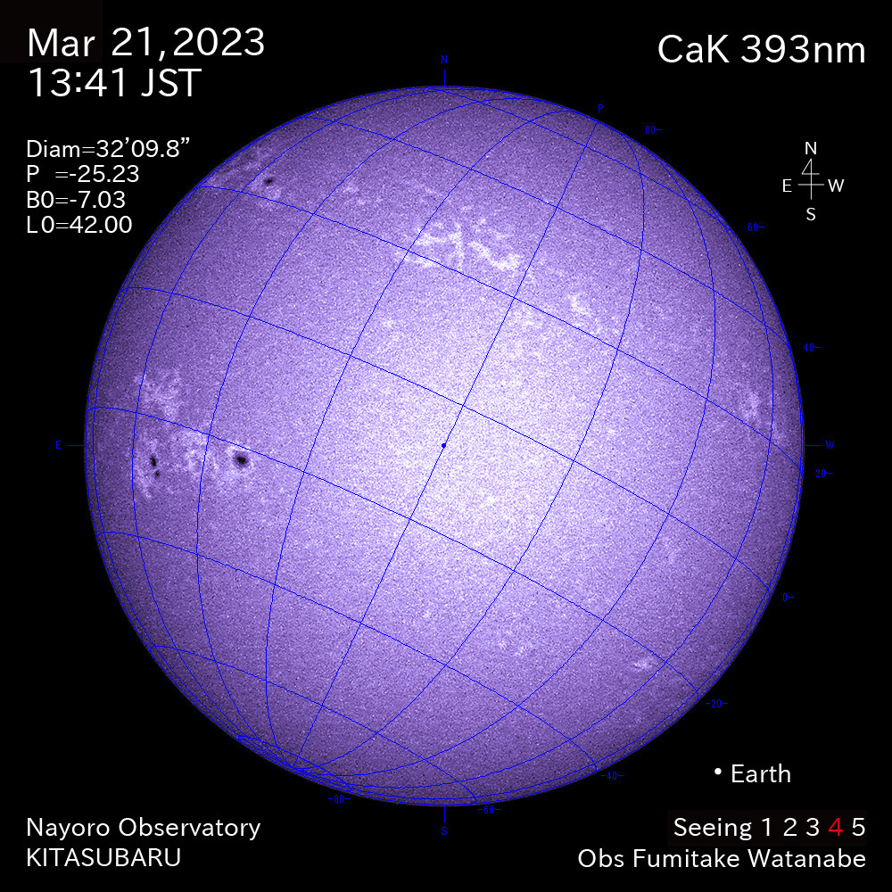 2022年3月21日CaK波長の太陽