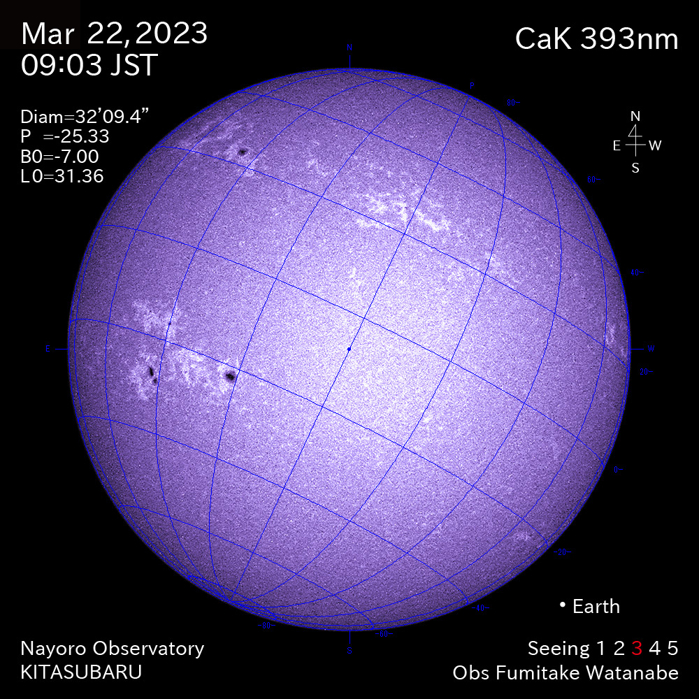 2022年3月22日CaK波長の太陽