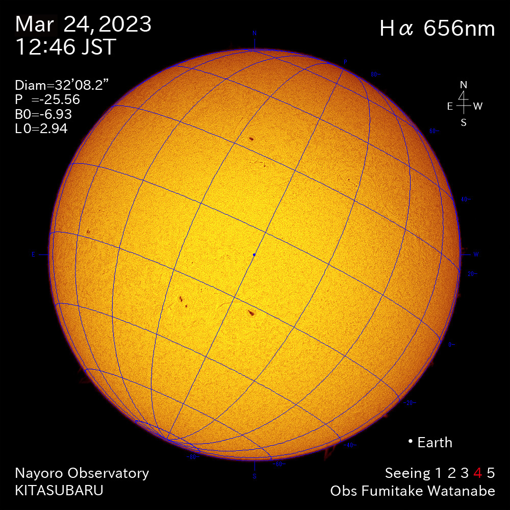 2022年3月24日Ha波長の太陽
