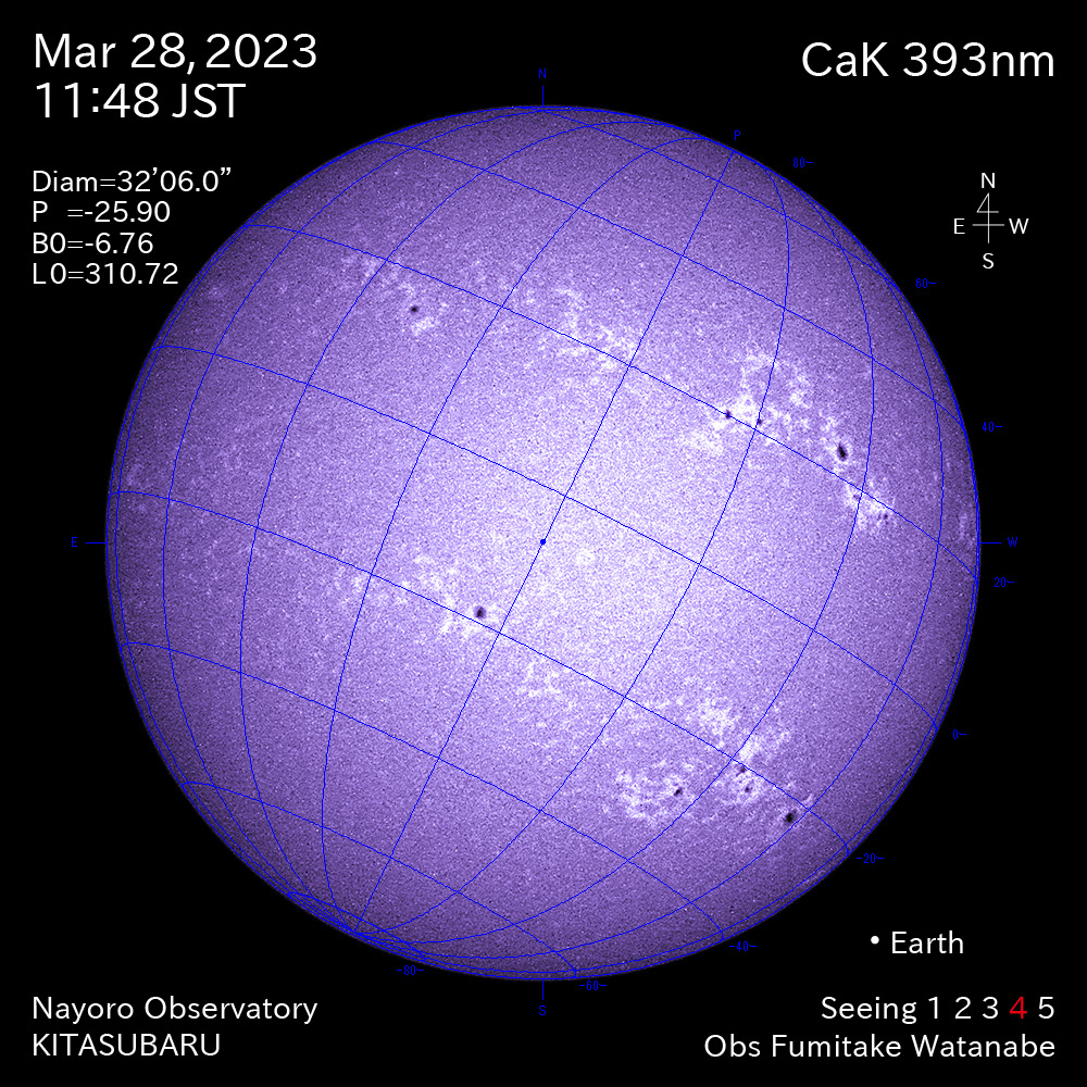 2022年3月28日CaK波長の太陽