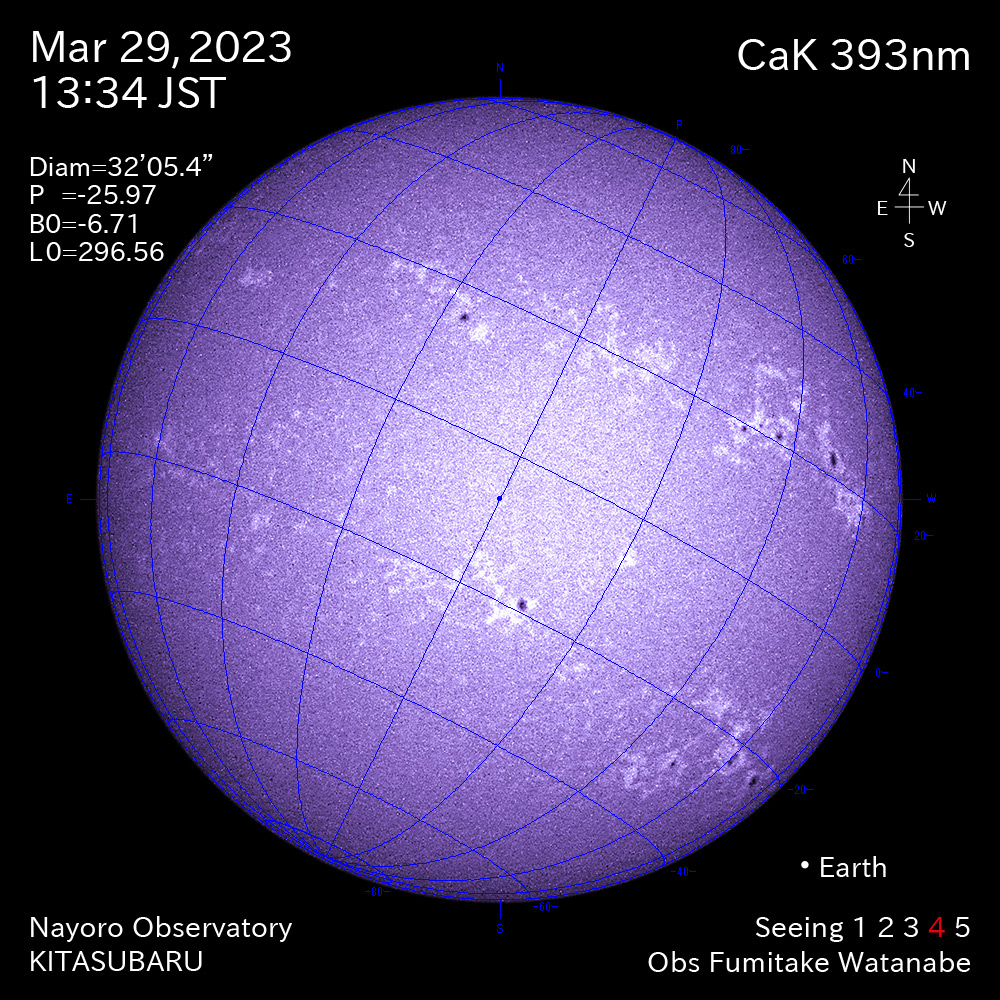 2022年3月29日CaK波長の太陽