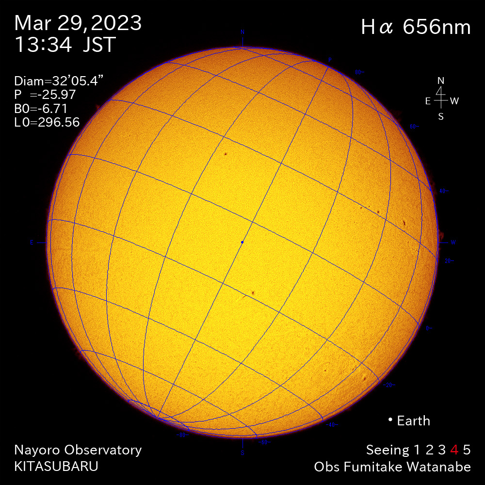 2022年3月29日Ha波長の太陽