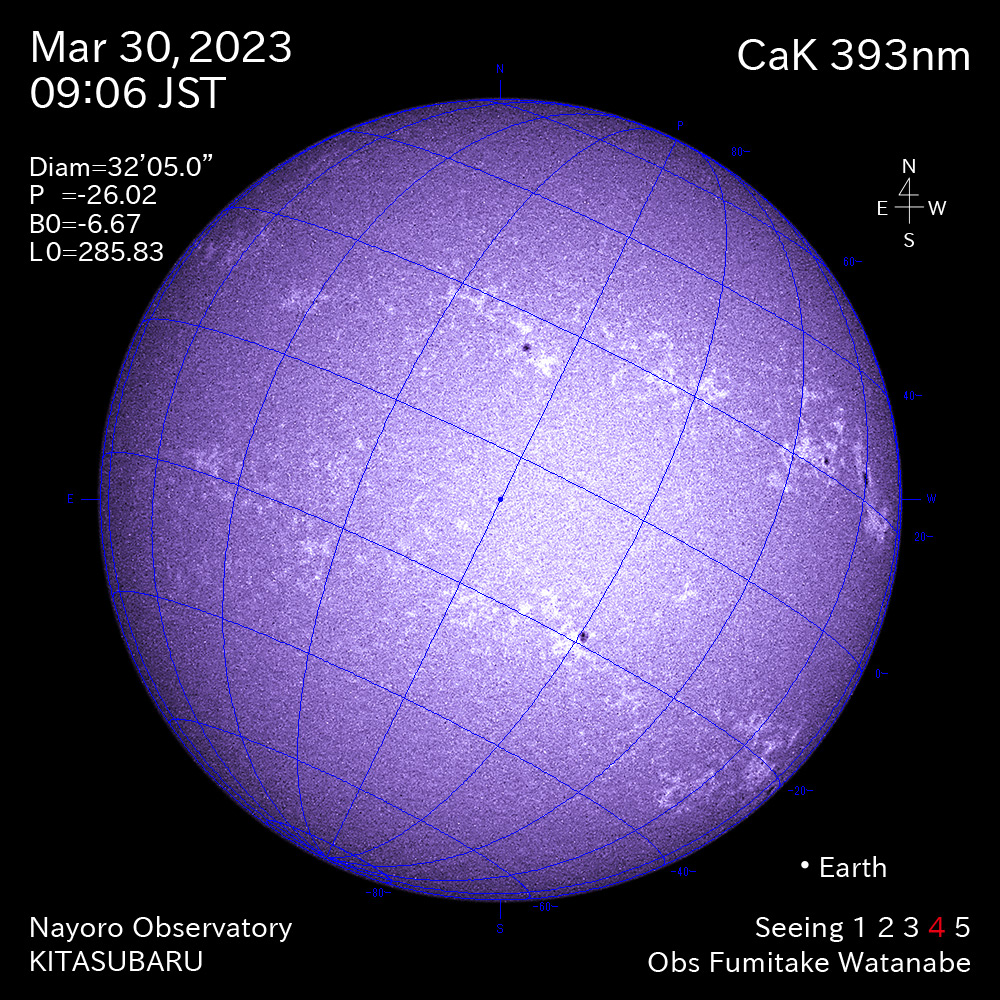 2022年3月30日CaK波長の太陽