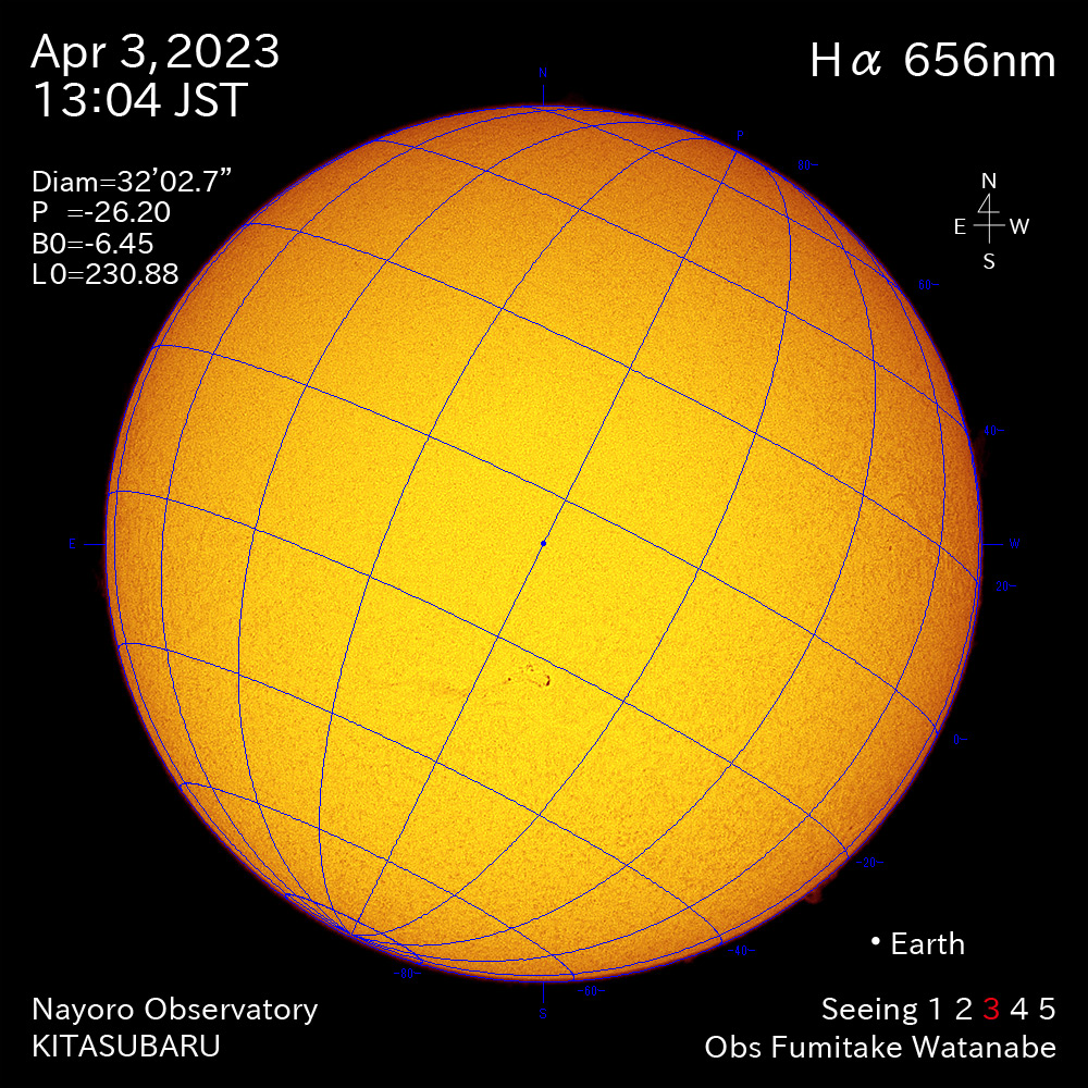 2022年4月3日Ha波長の太陽