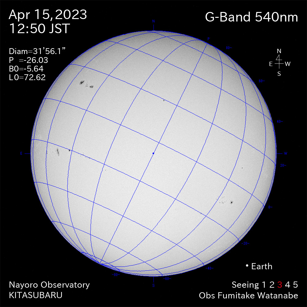 2022年4月15日 540nm波長の太陽