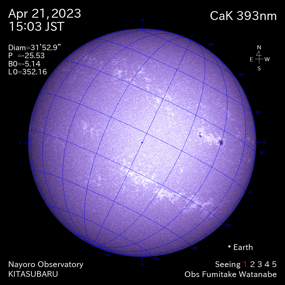 2022年4月21日 CaK波長の太陽