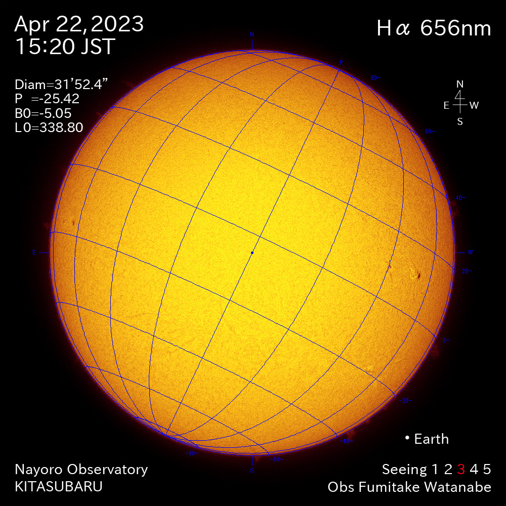 2022年4月22日 Ha波長の太陽