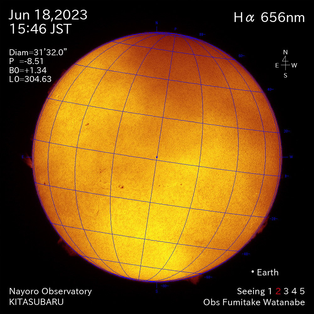 2022年6月18日 Ha波長の太陽