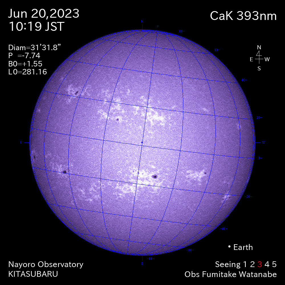 2022年6月20日 CaK波長の太陽