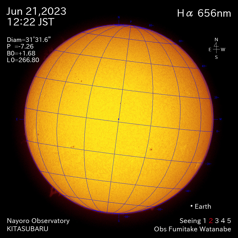 2022年6月21日 Ha波長の太陽