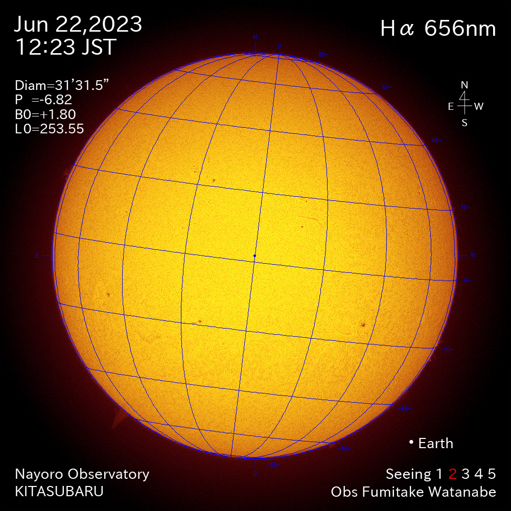 2022年6月22日 Ha波長の太陽