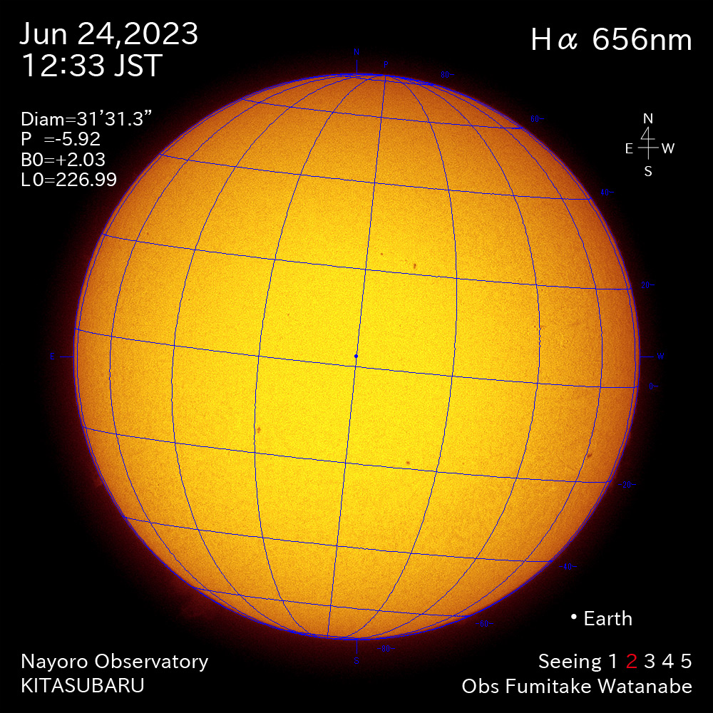 2022年6月24日 Ha波長の太陽