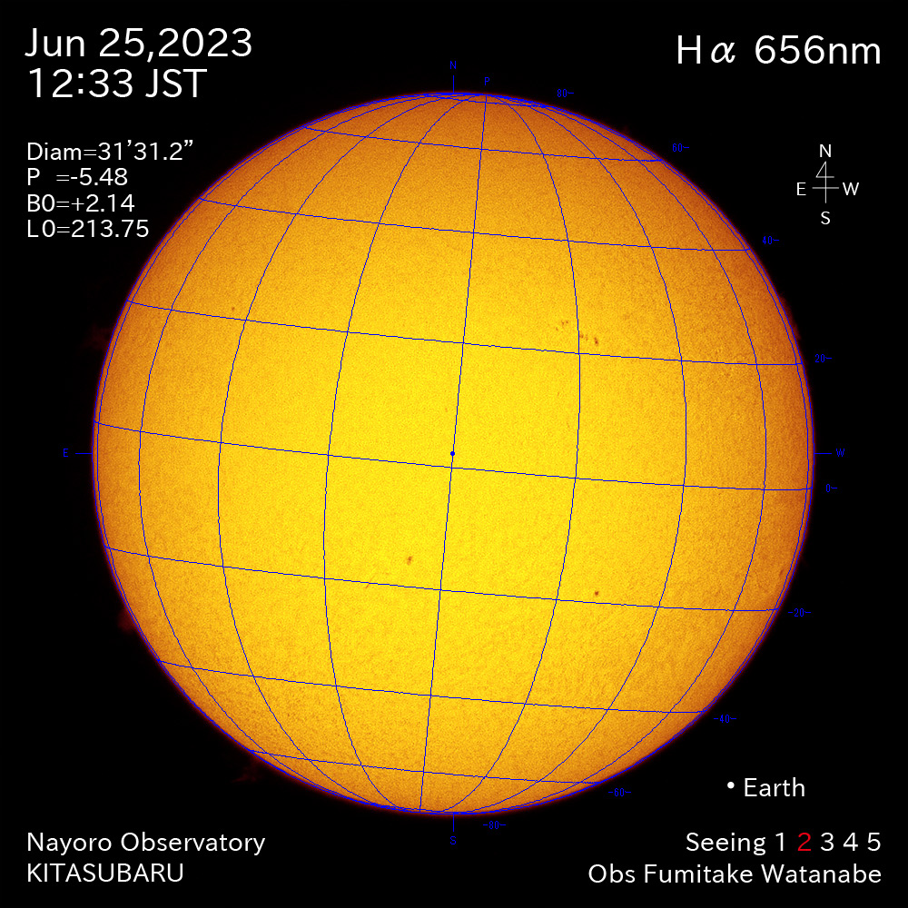 2022年6月25日 Ha波長の太陽