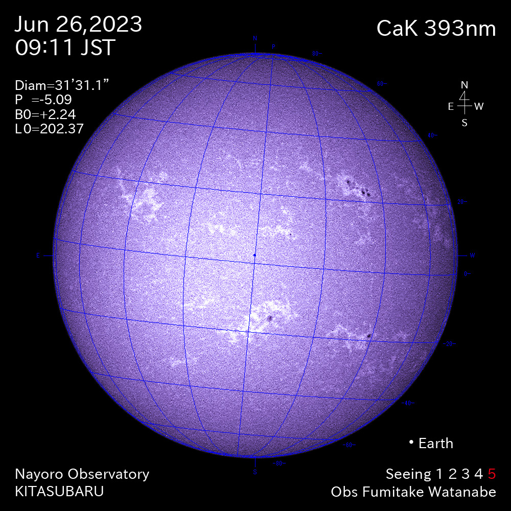 2022年6月26日 CaK波長の太陽