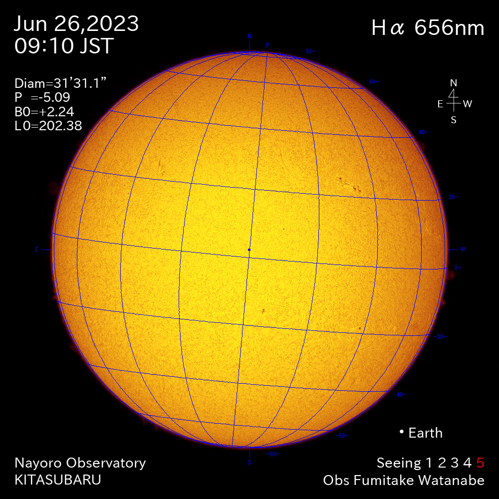 2022年6月26日 Ha波長の太陽