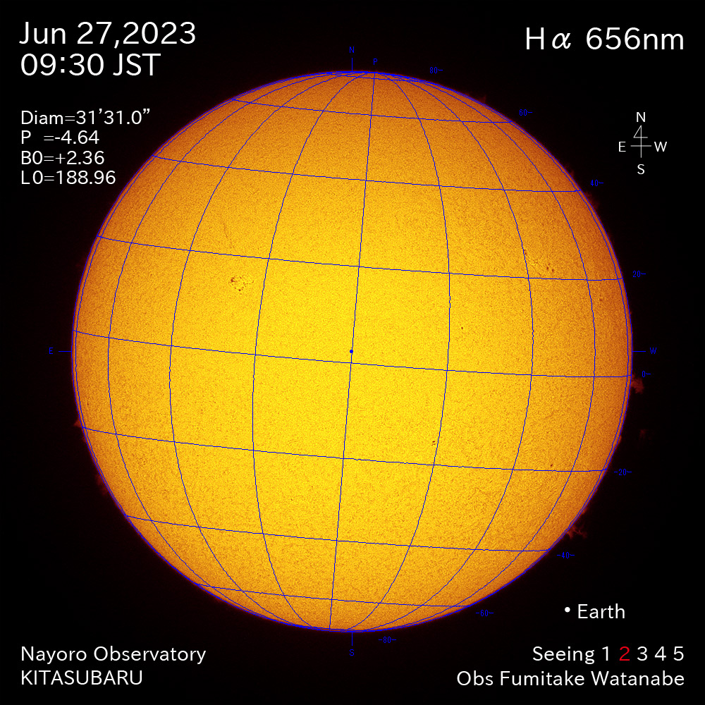 2022年6月27日 Ha波長の太陽