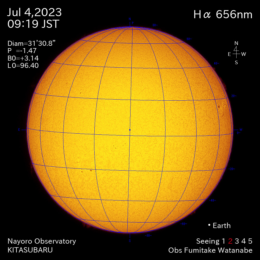 2022年7月4日 Ha波長の太陽