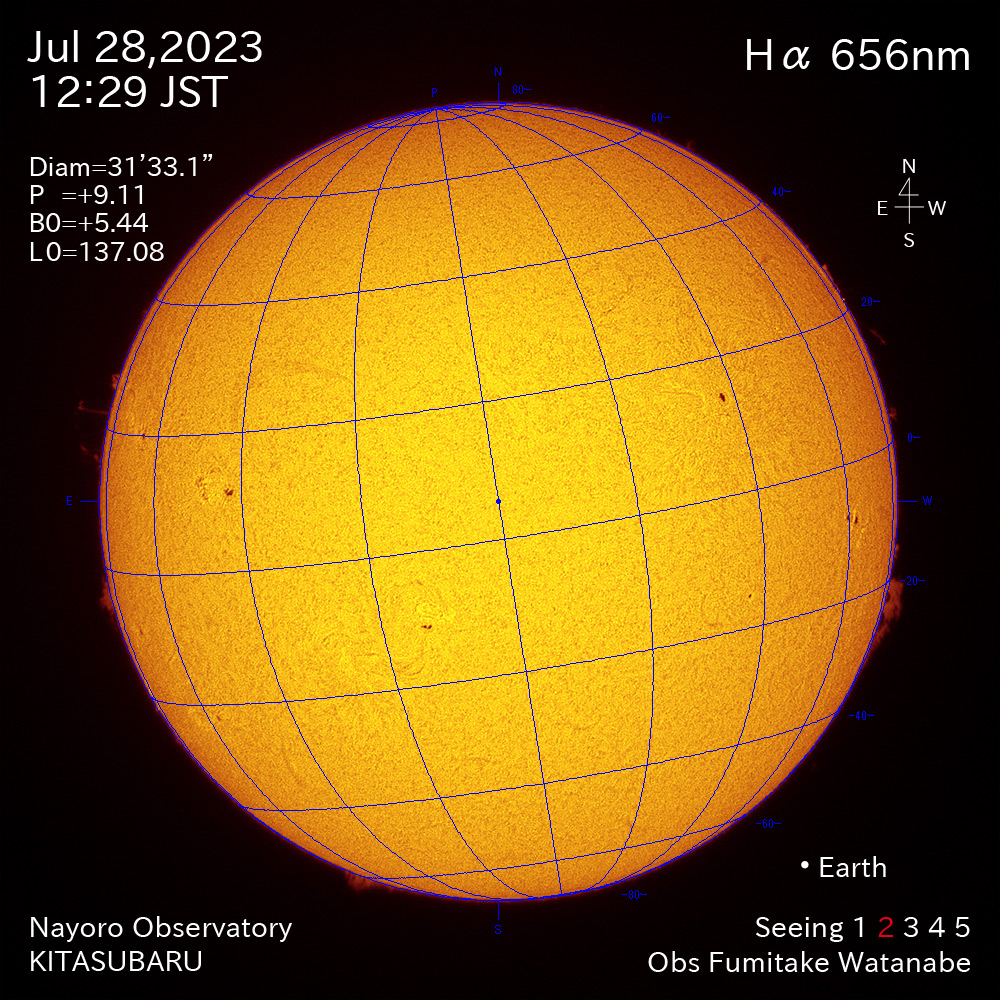 2022年7月28日 Ha波長の太陽