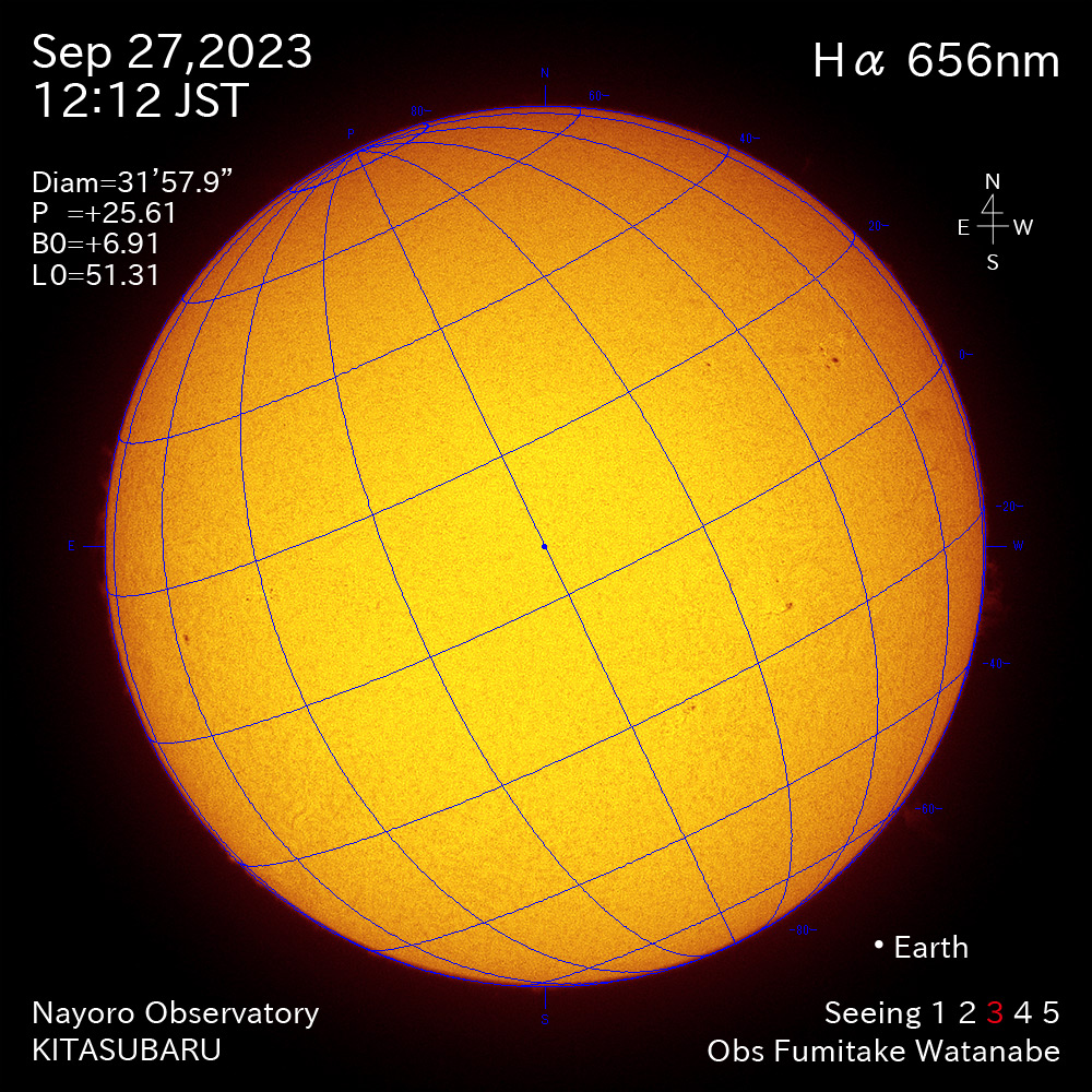 2022年9月27日 Ha波長の太陽