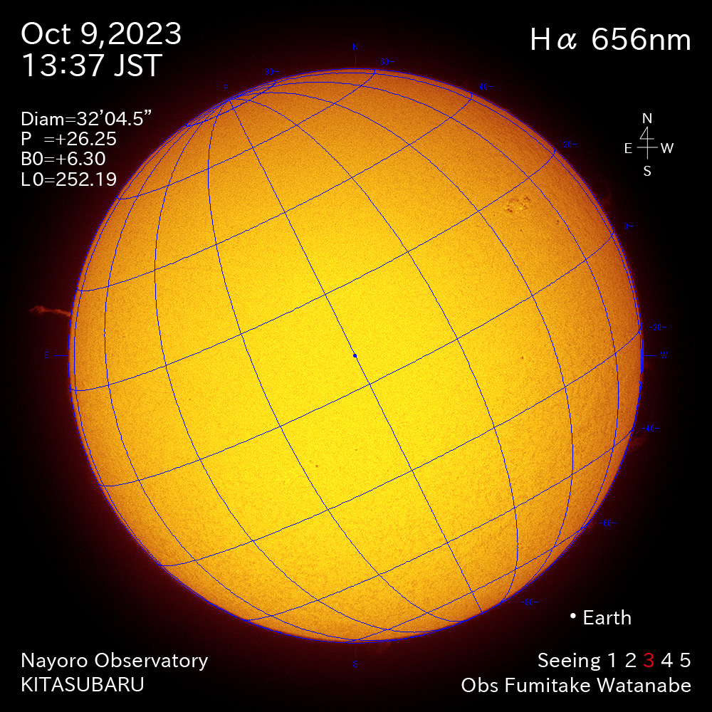 2022年10月9日 Ha波長の太陽