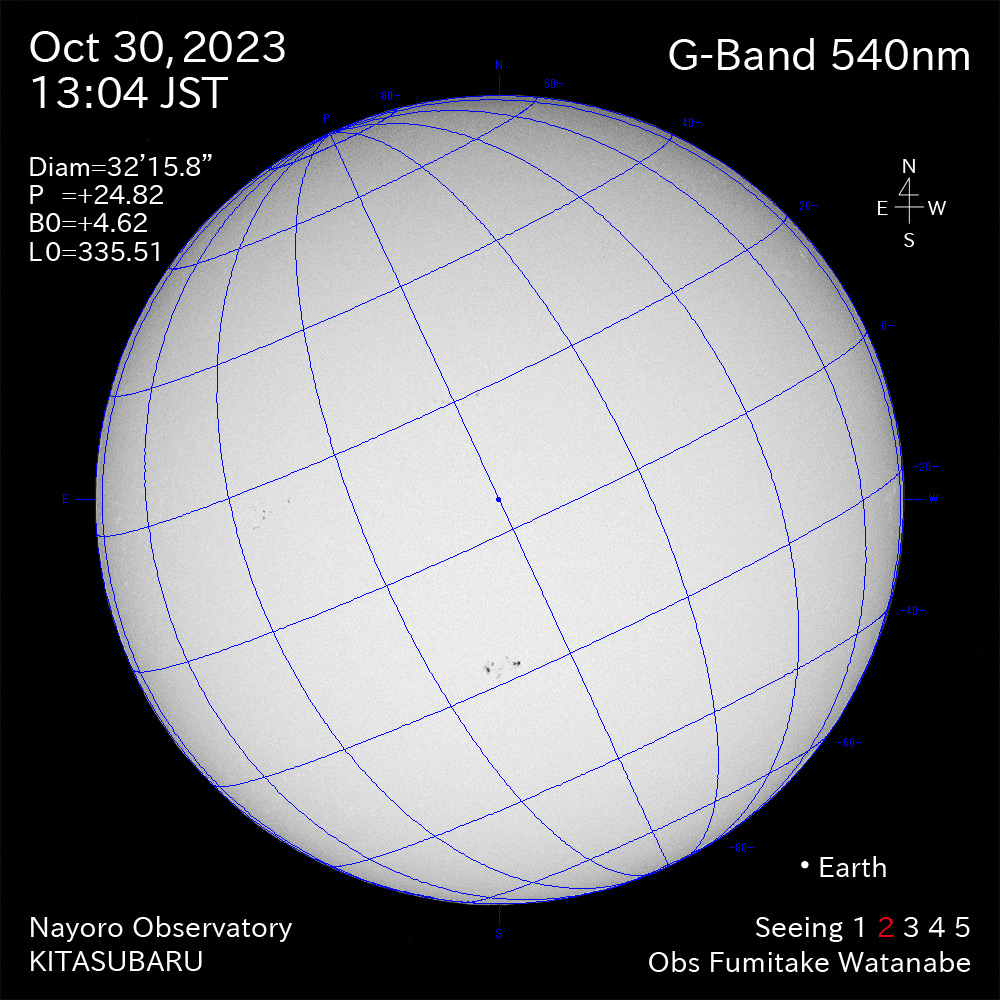 2022年10月30日 540nm波長の太陽
