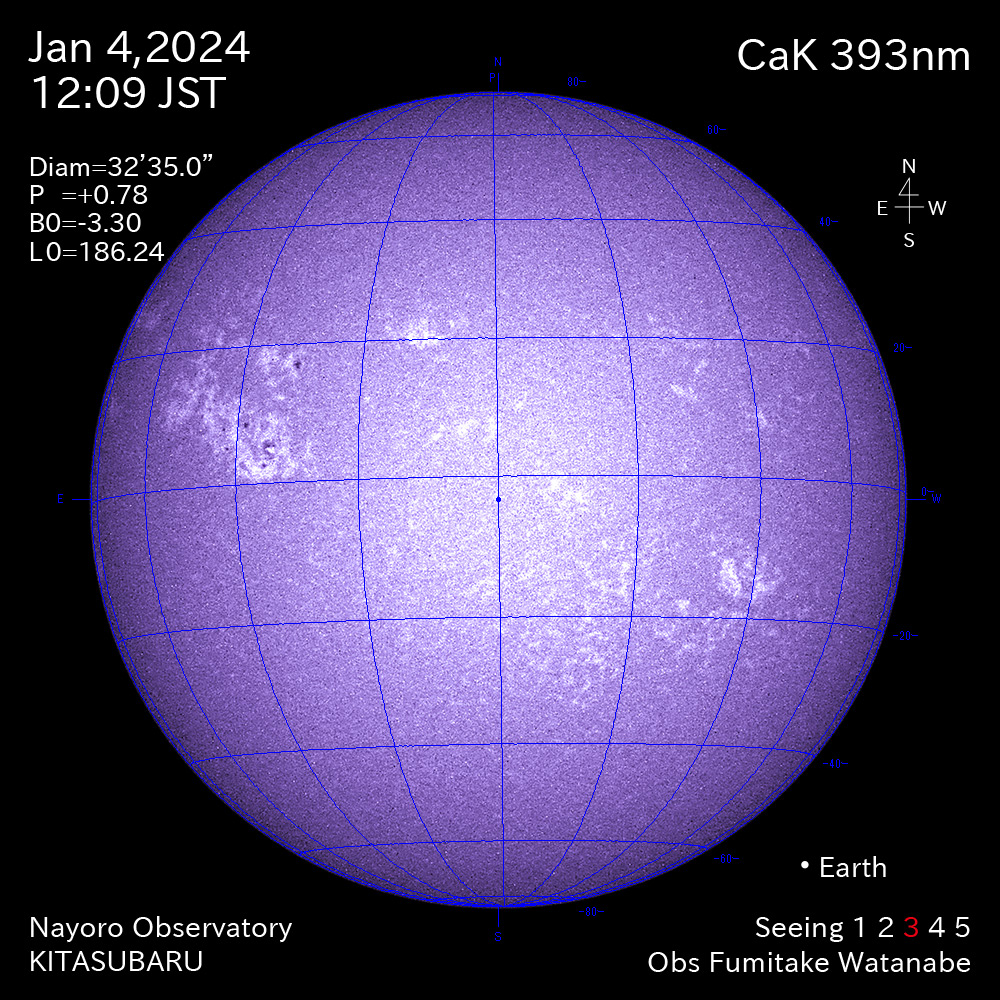2024年1月4日 CaK波長の太陽
