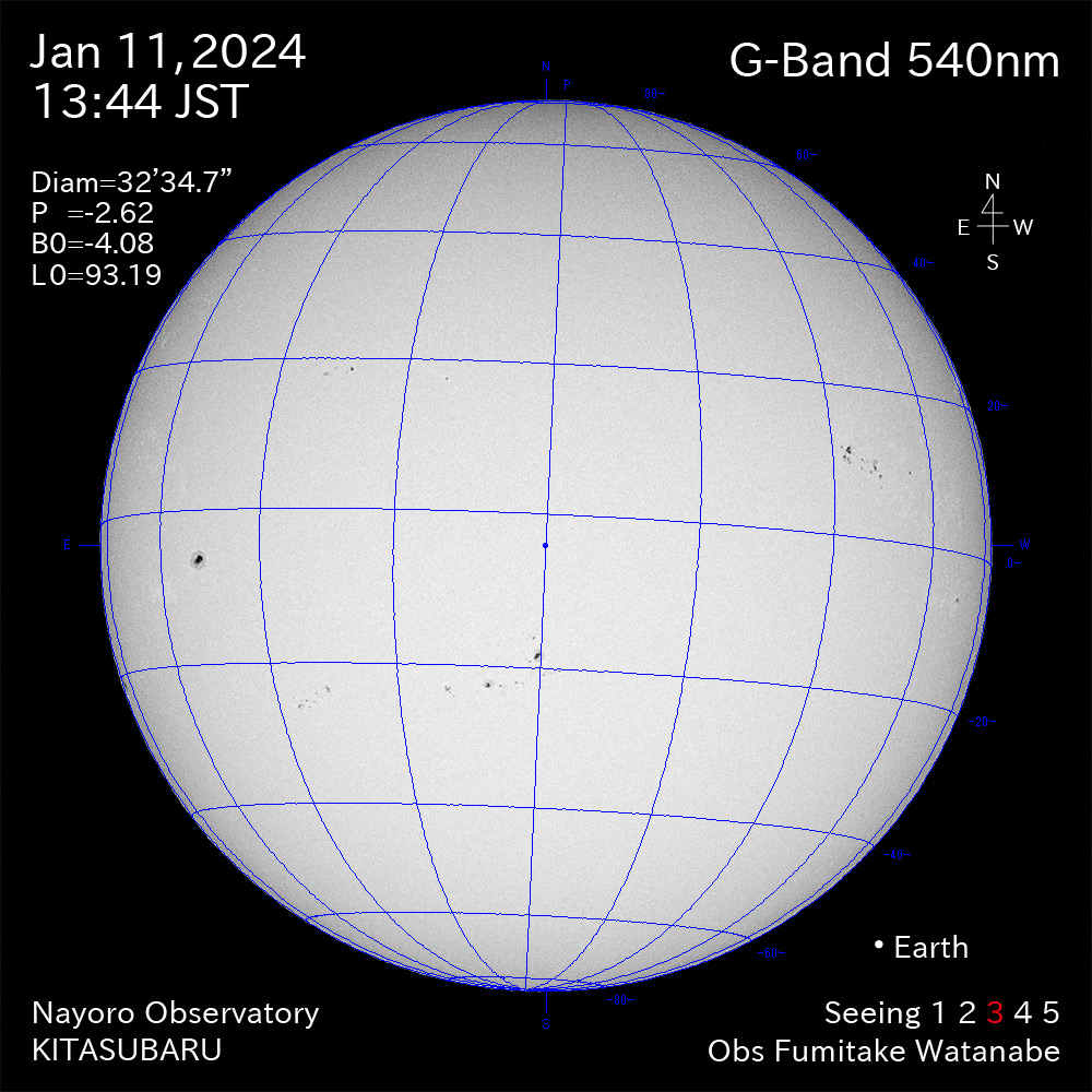 2024年1月11日 540nm波長の太陽
