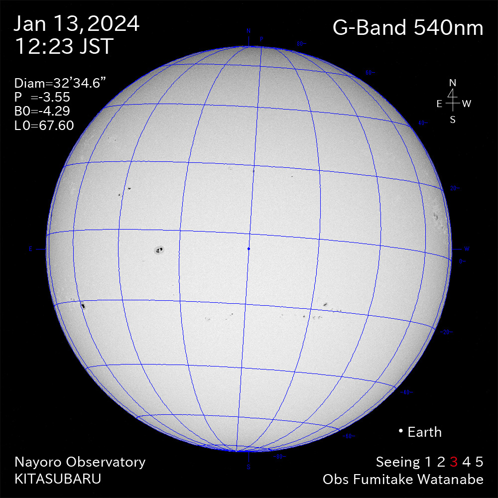 2024年1月13日 540nm波長の太陽