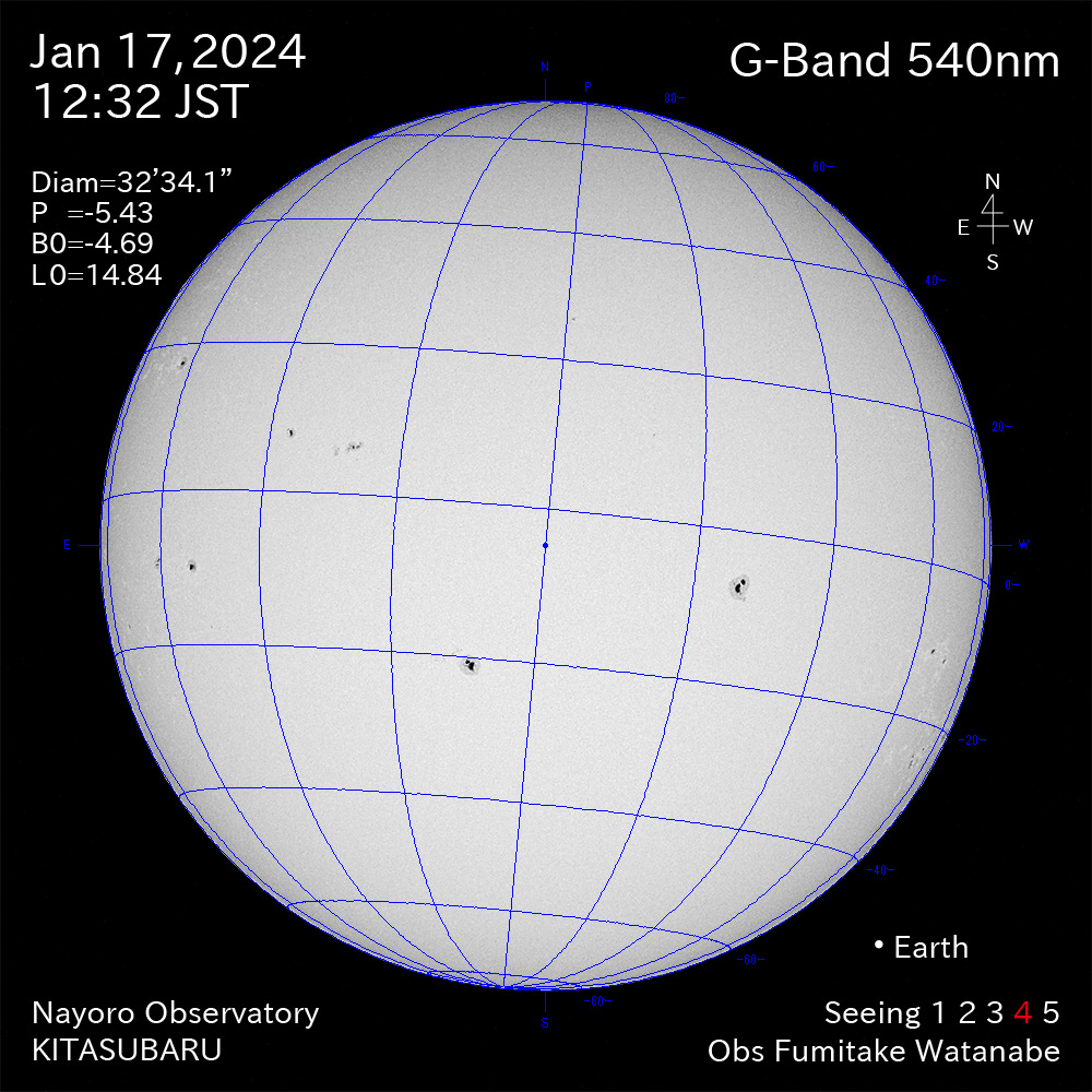 2024年1月17日 540nm波長の太陽